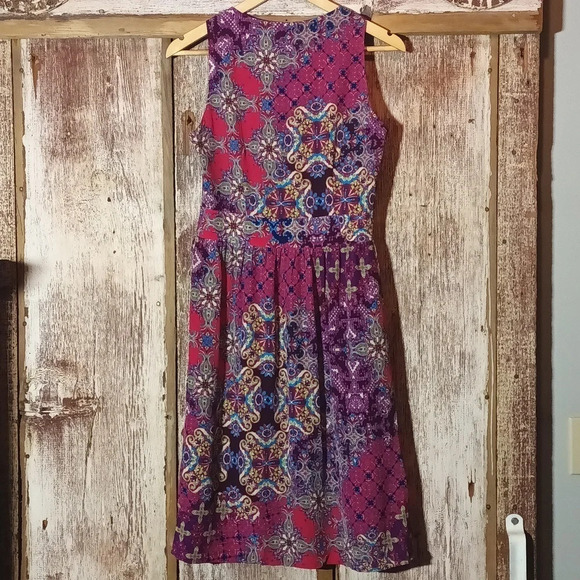 Garnet Hill Y2K Tyler dress 100% silk exterior Lined multi color side zip  2 - Picture 10 of 12